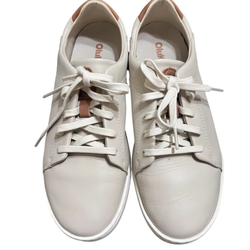 Olukai Pehuea Li Ili Everyday Leather Sneakers Grey Size 8.5